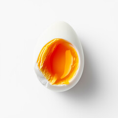 A perfectly boiled egg with a bright yellow yolk, showcasing a delicious and nutritious meal option.
