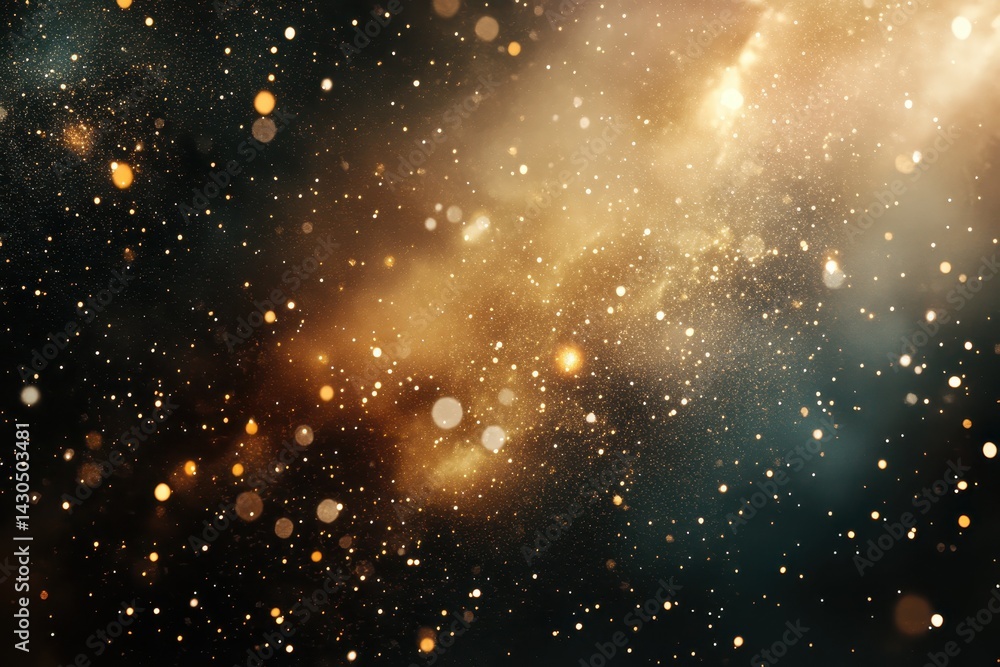 Poster Star particle transition effect showcasing a cosmic background filled with glowing elements and vibrant colors, star particle transition video effect