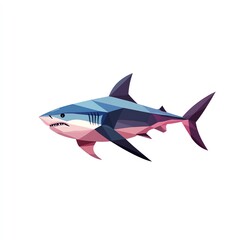 Obraz premium Ocean Predator A Stunning Polygonal Shark Design, Graceful Movement and Sharp Details. White Background.