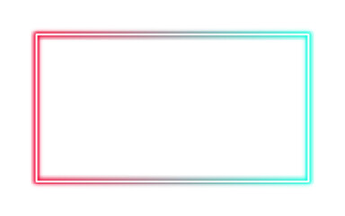 Minimalistic neon rectangle frame with a vibrant red to cyan gradient glow