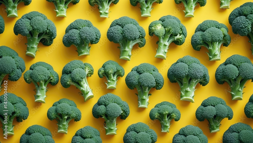 Aufkleber colorful pattern of fresh broccoli and cabbage on a green background.