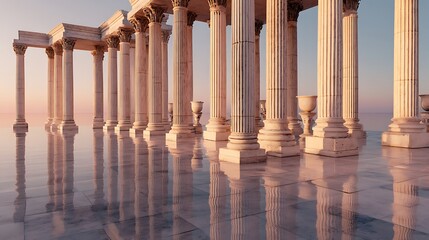 Fototapeta premium Ancient columns reflecting on water