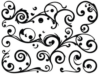 Decorative Swirl and Spiral Vector Elements – Stylish Ornaments for Logos, Tattoos, and Invitations silhouette on white background