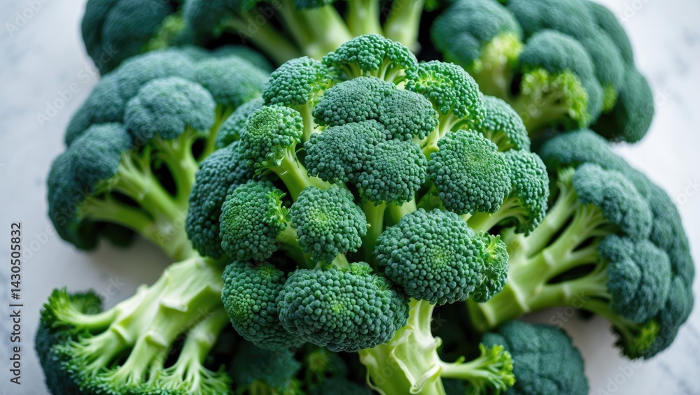 Aufkleber Broccoli and cabbage arranged on a white background, top view showcasing macro texture.
