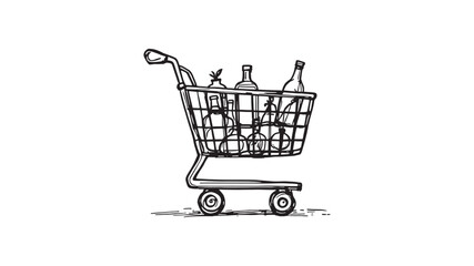 Shopping Cart line art style perfect for minimalistic drawings