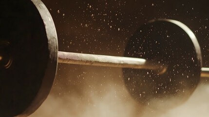 Naklejka premium Close-up view of heavy weightlifting equipment in motion.