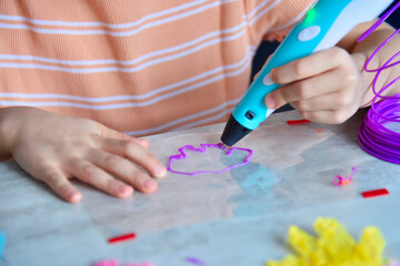 Girl hands creating plastic 3D model