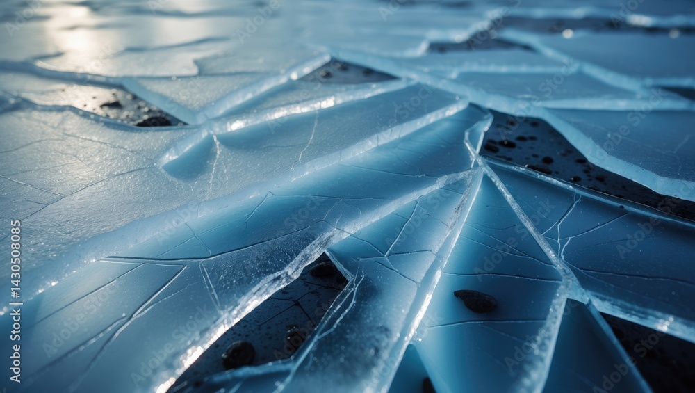 Aufkleber abstract ice texture with frosty surface and cracks on a white background