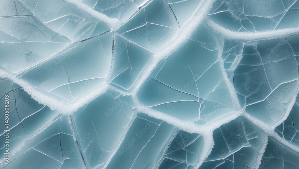 Poster ice texture background with cracks and snow