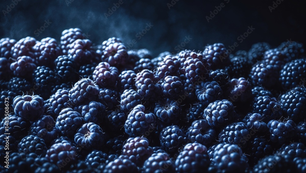 Poster Purple and blue raspberry close-up with textured background