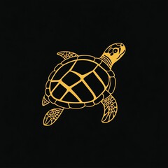 Fototapeta premium Elegant Golden Turtle Vector Logo Design, a Minimalist Illustration on Dark Background