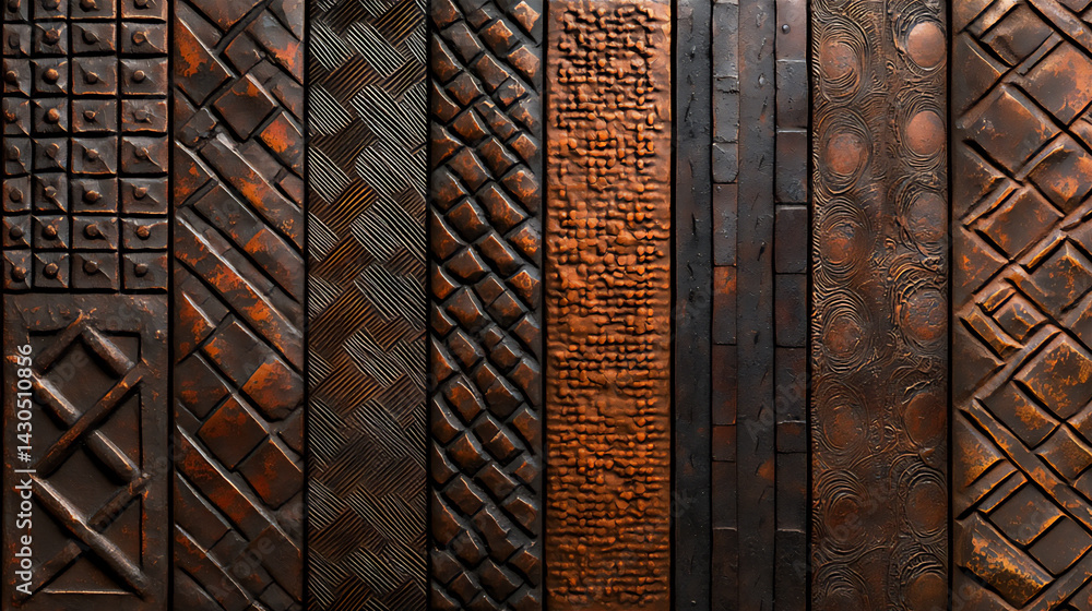 Poster hammered iron with intricate patterns