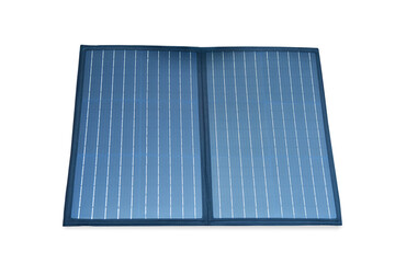 Portable foldable solar panel with two blue rectangular sections