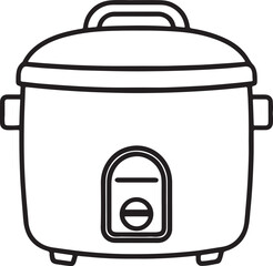  rice cooker line art, black outline, vector and illustration, coloring book page line art drawing