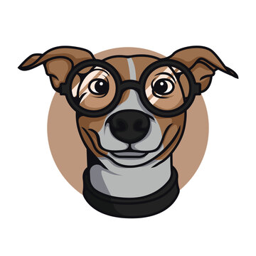 Spectacle Dog Wearing With Glasses Vector Illustration
