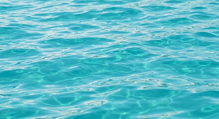 Fototapeta premium Turquoise Ocean Water Texture, Rippling Surface, Summer Seascape Background, Clear Blue Water