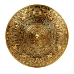 Fototapeta premium Ornate Ancient Golden Shield with Runes and Intricate Designs