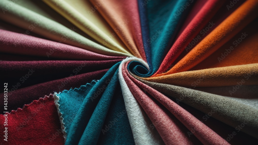 Poster Vibrant array of colorful fabric samples showcasing texture and design