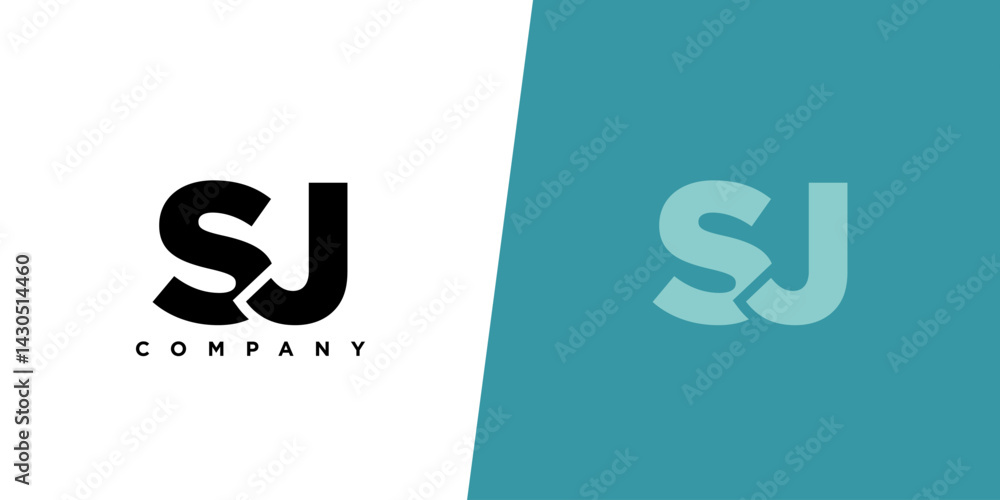 Poster letter s and j, sj logo design template. minimal monogram initial based logotype.