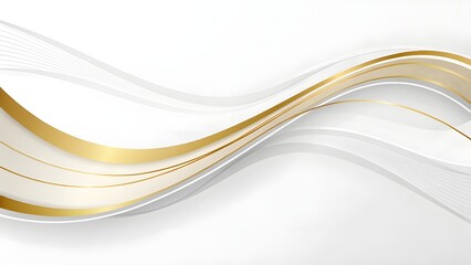 Obraz premium an elegant white background with overlapping shades and flowing golden lines.