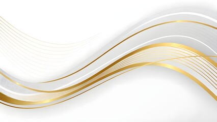 Obraz premium an elegant white background with overlapping shades and flowing golden lines.