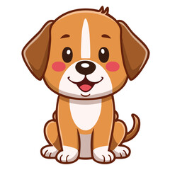 Cute Puppy Cartoon Sitting Illustration"