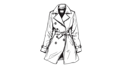 Trenchcoat Line Art Bold Representation of Classic Outerwear in Sketch