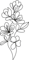 Elegant Line Art Floral Bouquet Simple Flowers Botanical Illustration