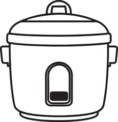  rice cooker line art, black outline, vector and illustration, coloring book page line art drawing