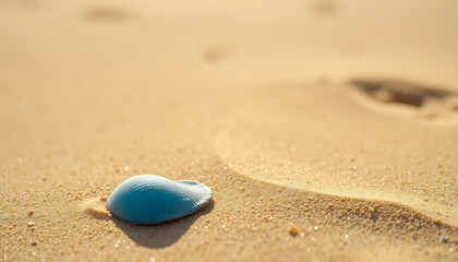 Obraz premium Single Blue Seashell Fragment on Sand