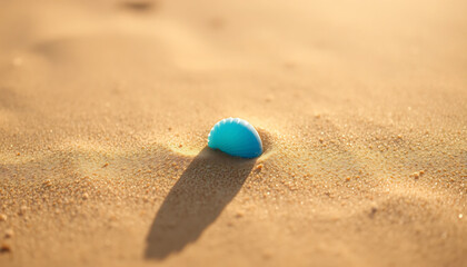 Single Blue Seashell Fragment on Sand