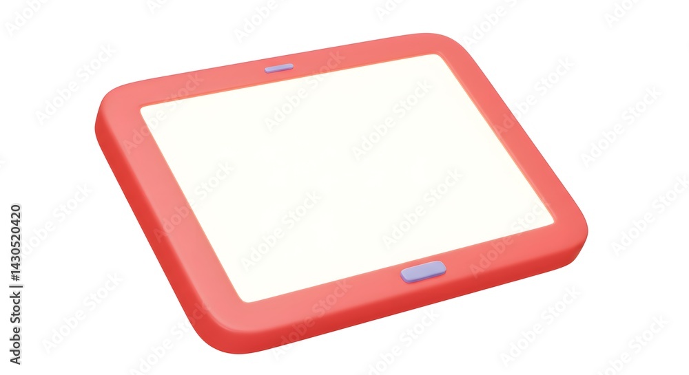 Aufkleber red tablet device mockup with blank screen for app presentation and digital display marketing design