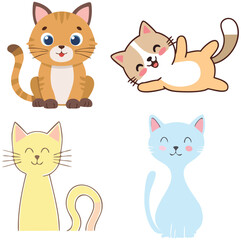 Cute Cartoon Cat with Stripes and Smile