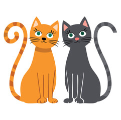 Cute Cartoon Cat with Stripes and Smile