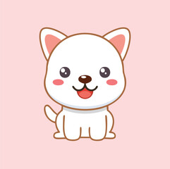 Cute Cartoon Dog on Pink Background".