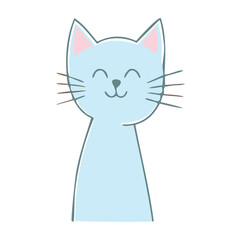 Cute Cartoon Cat with Stripes and Smile