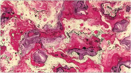 abstract design with swirling lines and shapes in shades of pink, purple, and cream, creating a harmonious composition