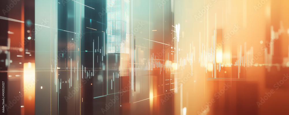 Aufkleber futuristic abstract visualization of stock market trends with glowing lines and data