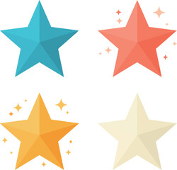 Obraz premium Colorful star icons set with blue, red, yellow, and white vector illustration 