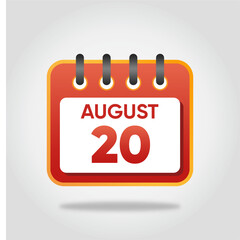 August 20 Calendar Illustration