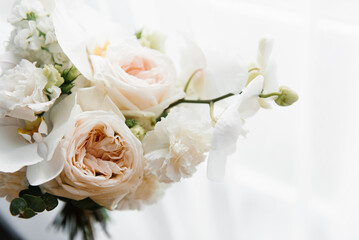 Close up Of Wedding Bouquet Roses