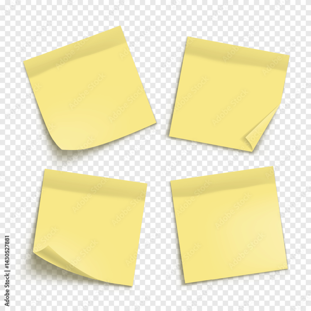 Poster vector yellow note paper isolated on transparent background. realistic sticky note. mockup of note p