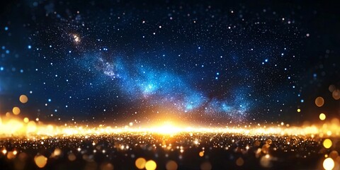 Obraz premium Stunning Night Sky with Twinkling Stars and Deep Blue Galactic Background Captured in Expansive Universe at Midnight Time for Astrophotography Enthusiasts