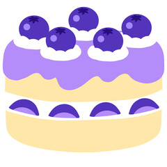 Blueberry Cream Cake Vector – Cute Flat Style Layered Dessert Illustration