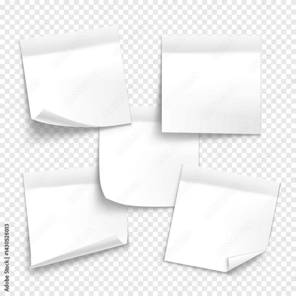 Poster vector white note paper isolated on transparent background. realistic sticky note. mockup of paper f