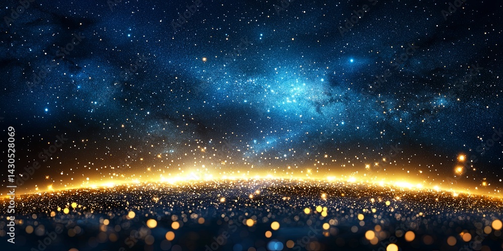 Wall mural stunning night sky with twinkling stars and deep blue galactic background captured in expansive univ