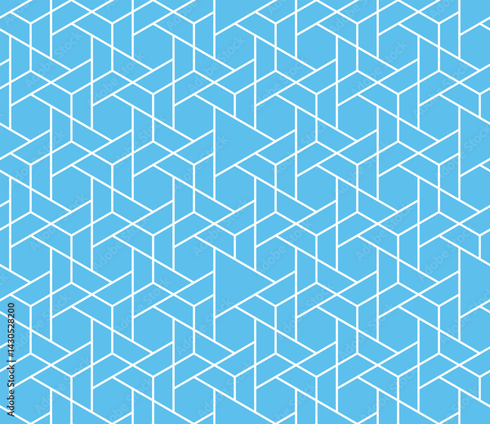 Poster The geometric pattern with lines. Seamless vector background. White and blue texture. Graphic modern pattern. Simple lattice graphic design