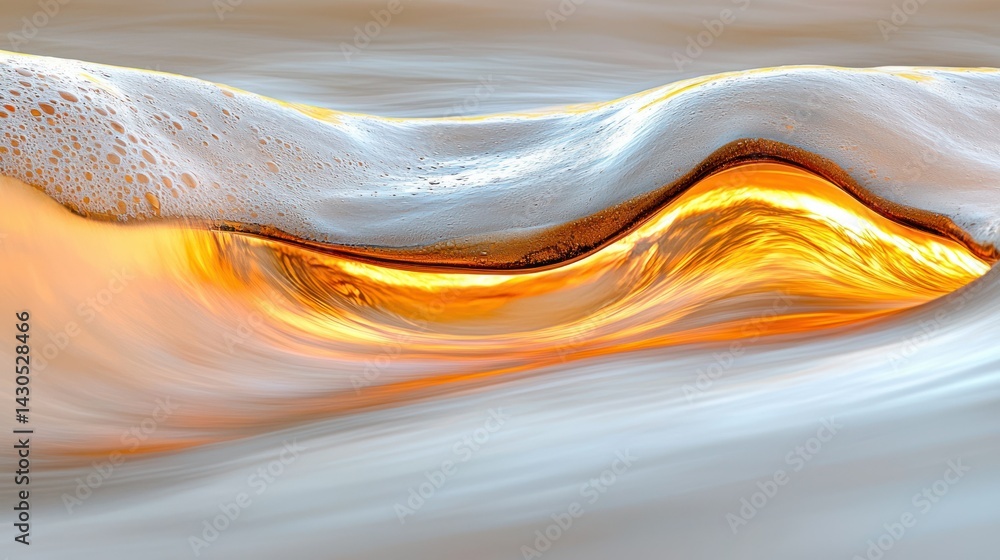 Poster a captivating image of waves with golden sunlight reflections