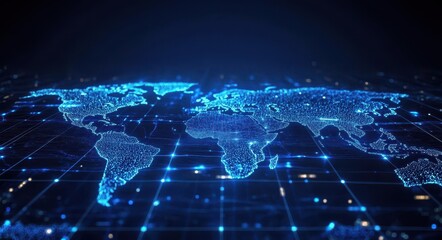 Abstract News. Black and Blue Abstract World Map Concept for Business Communication