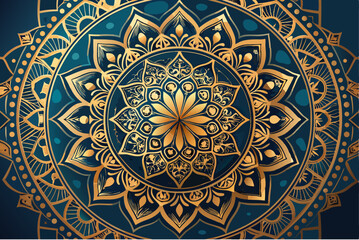 This ornamental round pattern showcases an antique style with seamless geometric art, reminiscent of traditional Arabic tile decoration found in old mosques